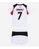 AC Milan Santiago Gimenez #7 Bortatröja Barn 2025-26 Kortärmad (+ Korta byxor)