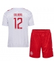 Danmark Kasper Dolberg #12 Bortatröja Barn EM 2024 Kortärmad (+ Korta byxor)